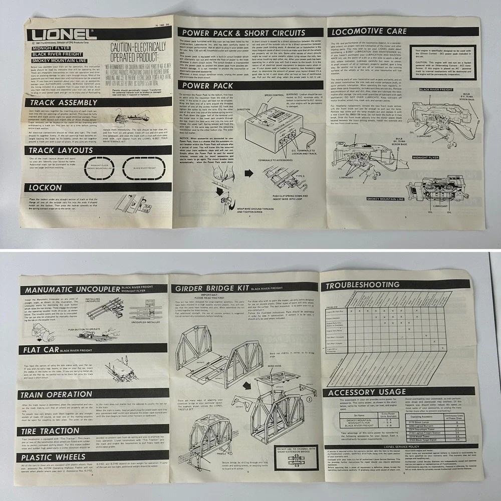 Vintage 1981 Lionel 8902 Train Lot 5 Cars O Gauge Transformer Paperwork Untested